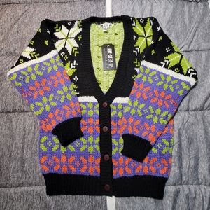 Rare New Vintage One Step Up Geometric Sweater~Cardigan~Unisex~Small~80's